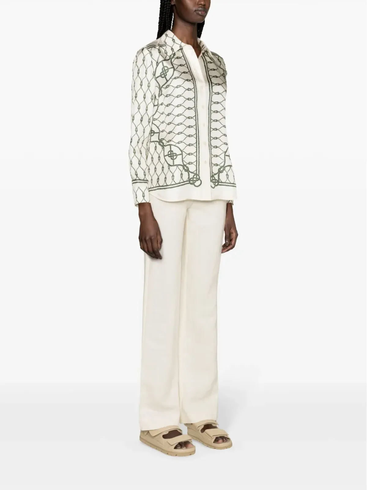 Tory Burch ノットプリント・シルクシャツ - ニュートラルカラー - 画像3