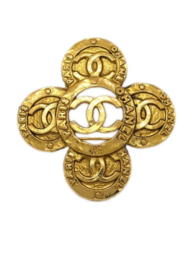 CHANEL Pre-Owned CHANEL ビンテージ CCフラワーブローチ - ゴールドの商品画像