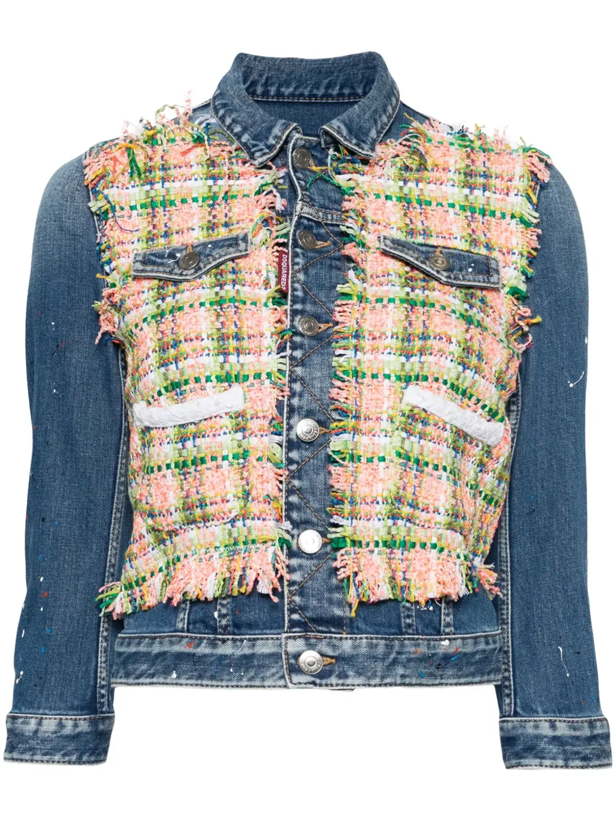 DSQUARED2 ペイントスプラッター柄パネルデニムジャケット - 画像1