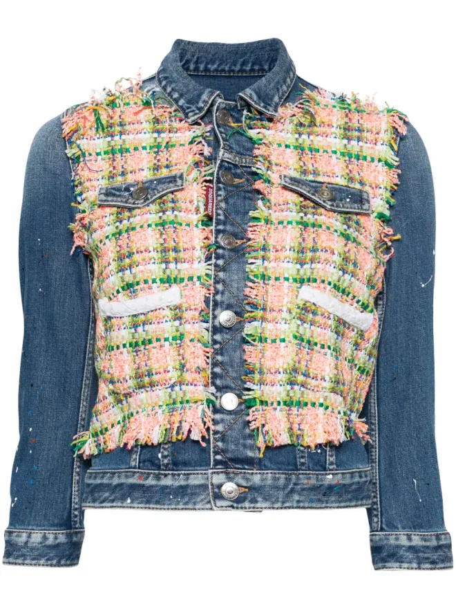 Dsquared2 DSQUARED2 ペイントスプラッター柄パネルデニムジャケットの商品画像