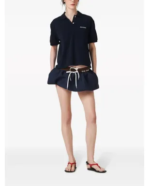 Miu Miu ロゴ入りウールミニスカート - サムネイル2