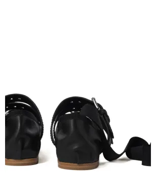 Miu Miu バックル付きレザーバレリーナシューズ - ブラック - サムネイル3