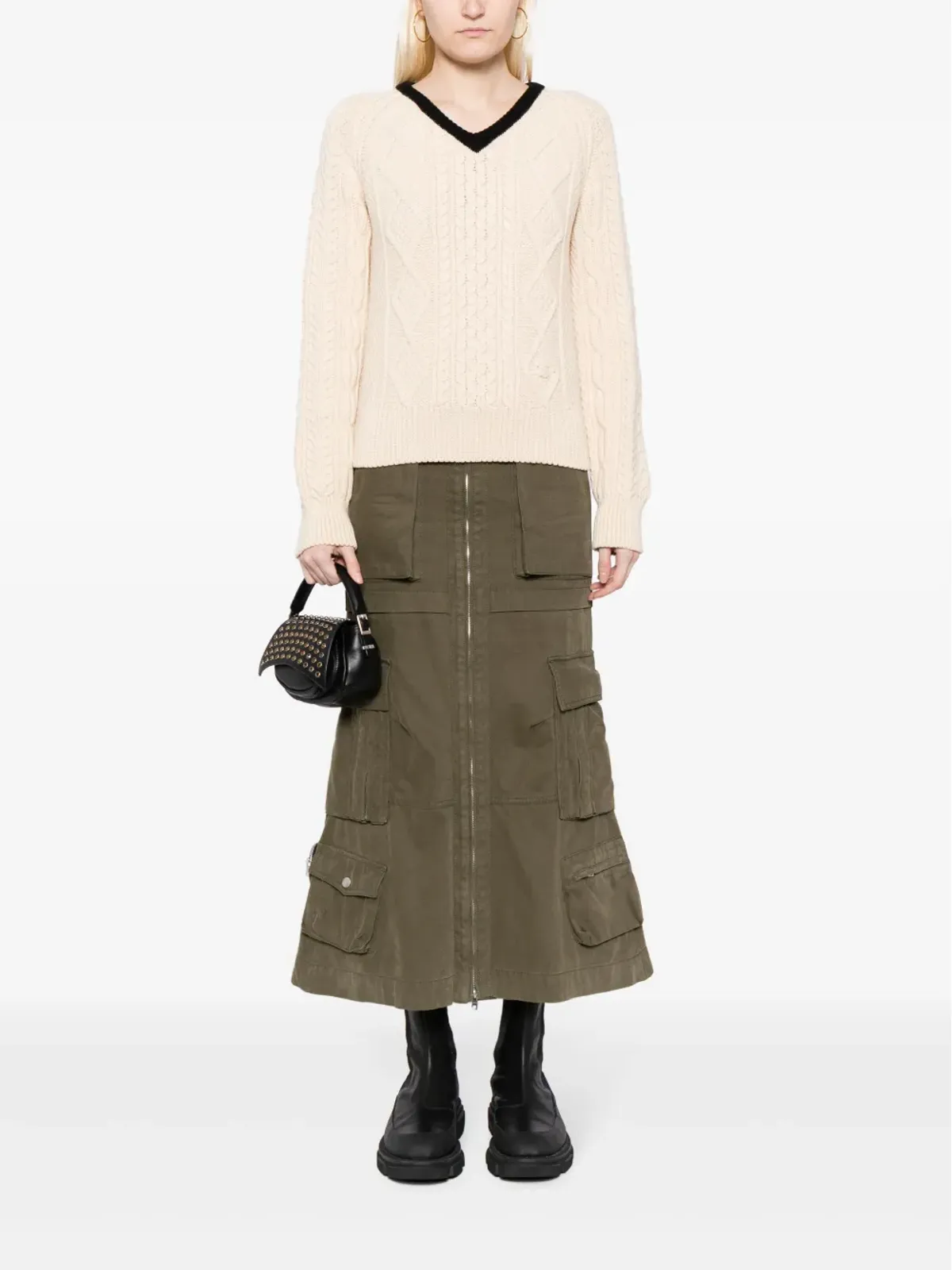 CHANEL ビンテージ 1996年 ケーブル編み ウールセーター - 画像2