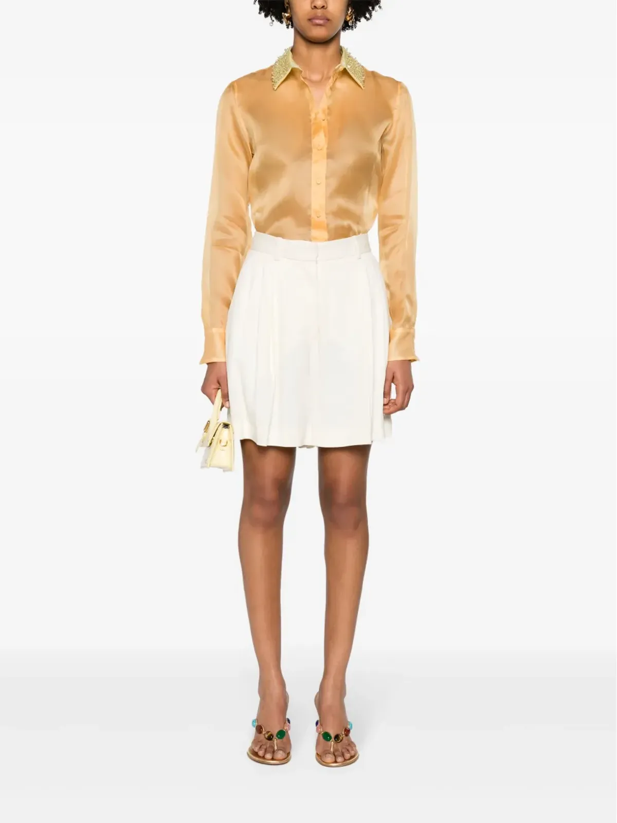 Fabiana Filippi bead-detailed silk shirt - 画像2