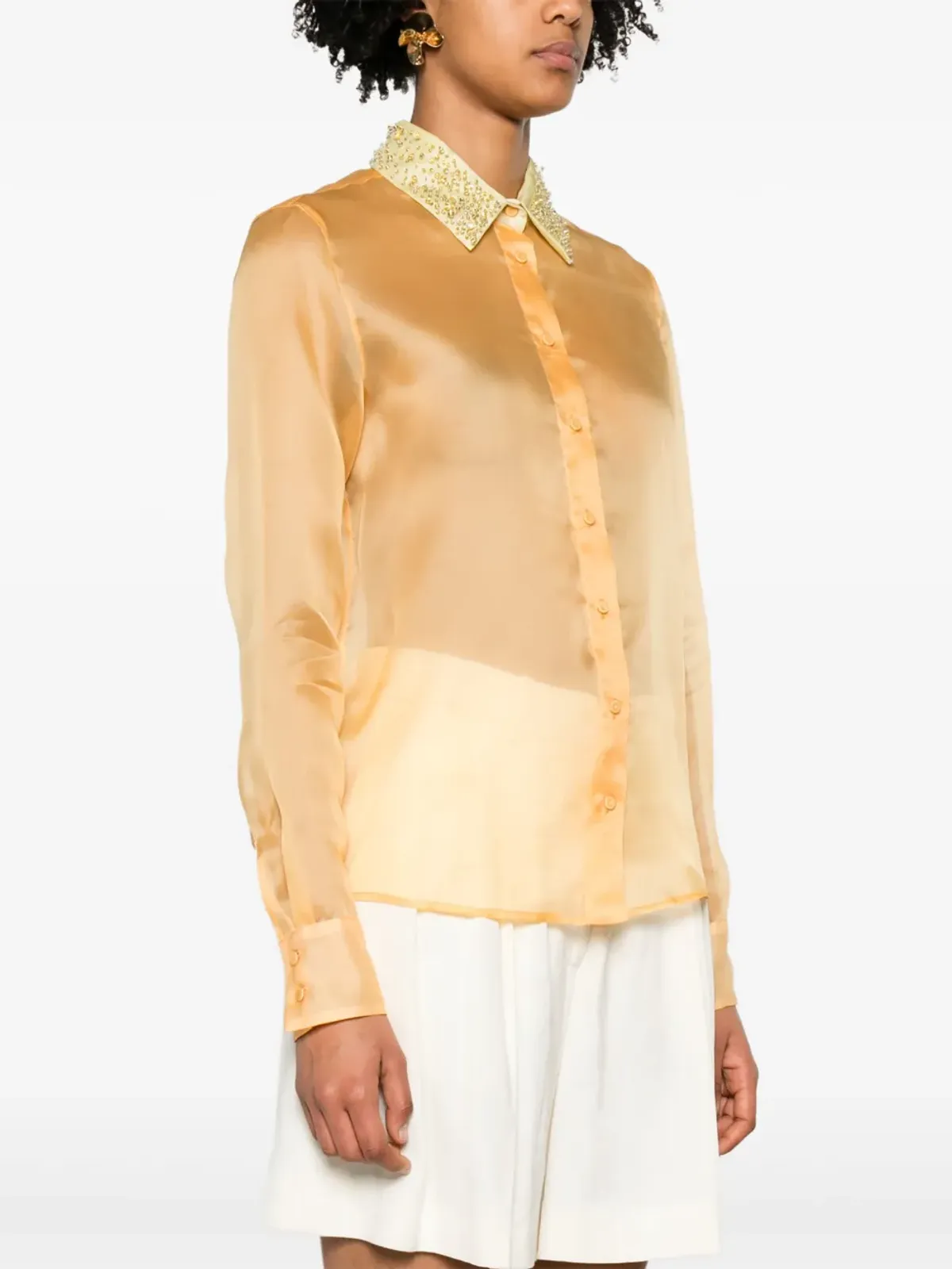 Fabiana Filippi bead-detailed silk shirt - 画像3