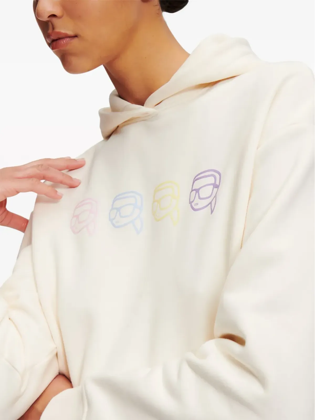 Karl Lagerfeld Ikon Outline フーディー ホワイト - 画像5