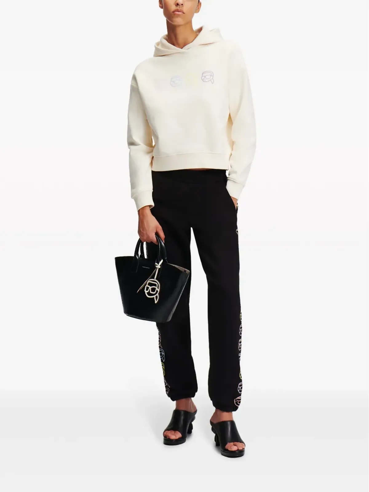 Karl Lagerfeld Ikon Outline フーディー ホワイト - 画像2