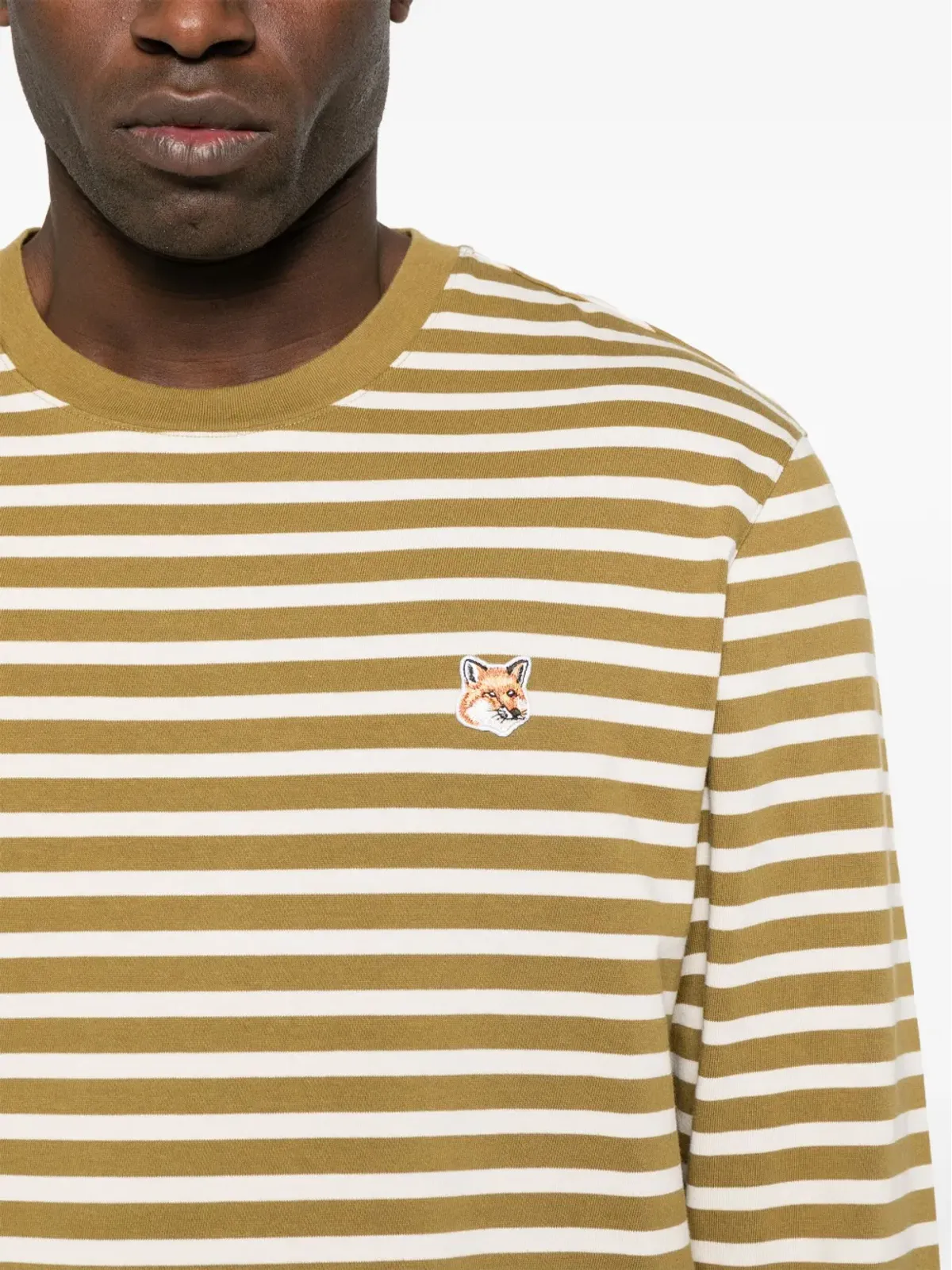 Maison Kitsuné フォックスヘッド ストライプ コットン Tシャツ - グリーン - 画像5