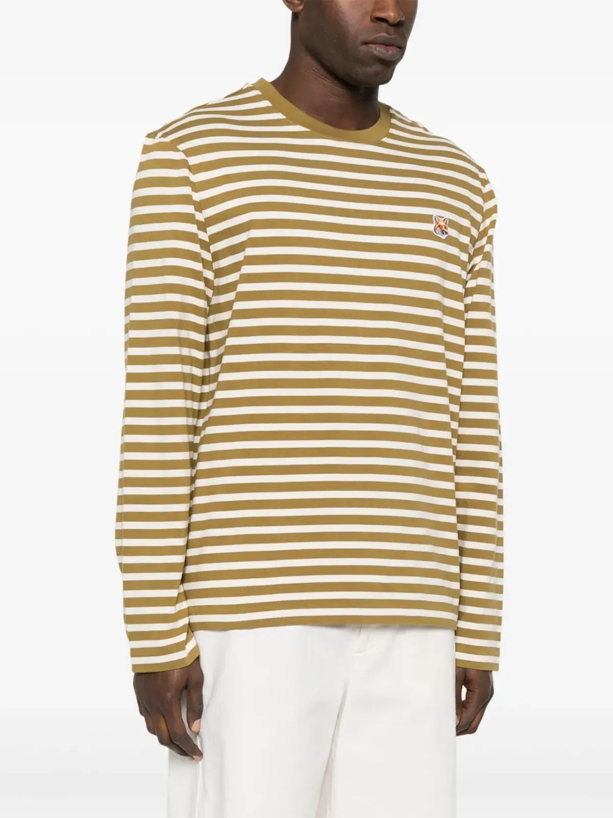 Maison Kitsuné フォックスヘッド ストライプ コットン Tシャツ - グリーン - 画像3