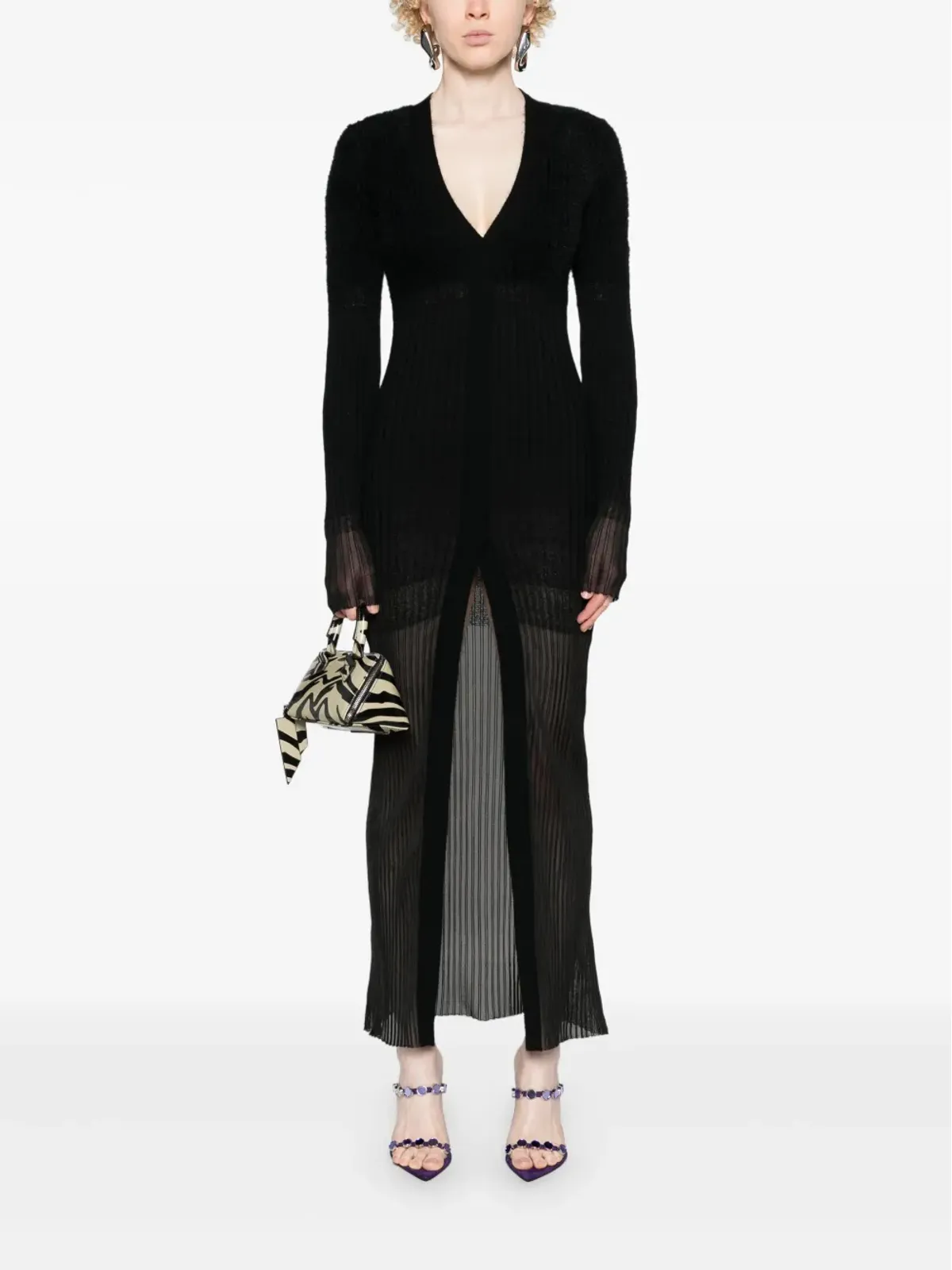 The Attico V-neck ribbed midi dress - 画像2
