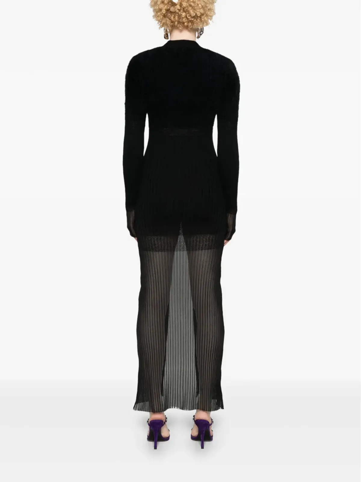 The Attico V-neck ribbed midi dress - 画像4