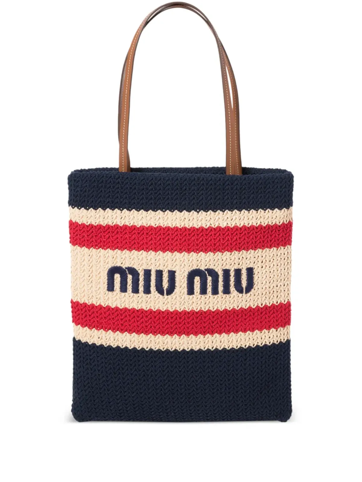 Miu Miu ストライプ編みトートバッグ - 画像1