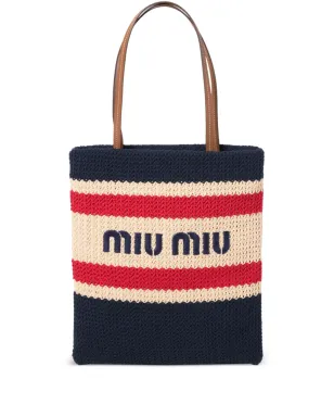 Miu Miu ストライプ編みトートバッグ - サムネイル1