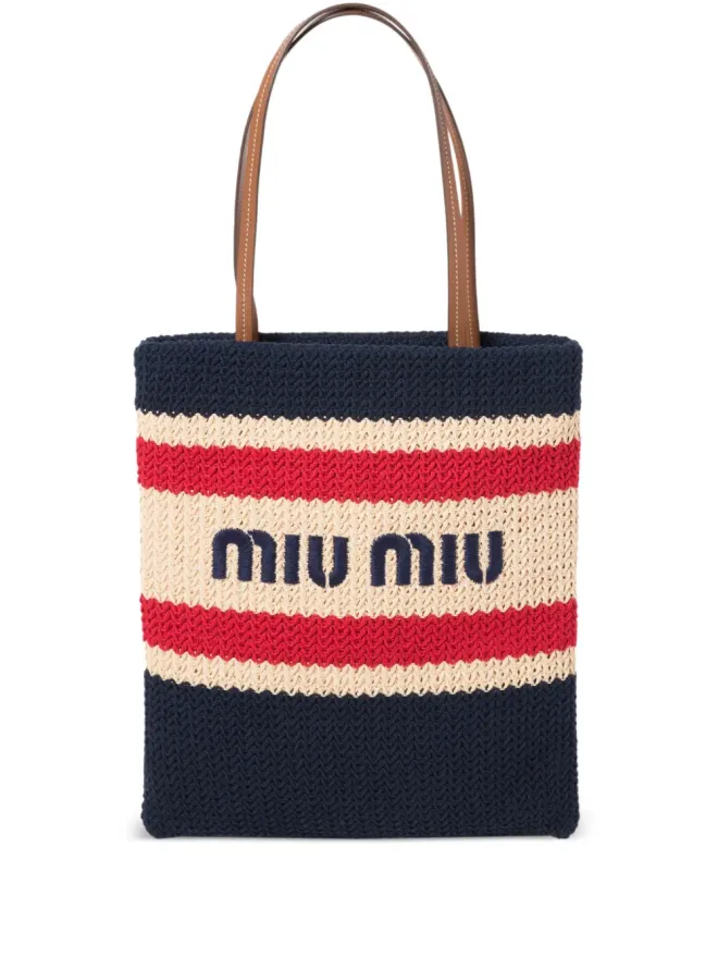 Miu Miu Miu Miu ストライプ編みトートバッグの商品画像
