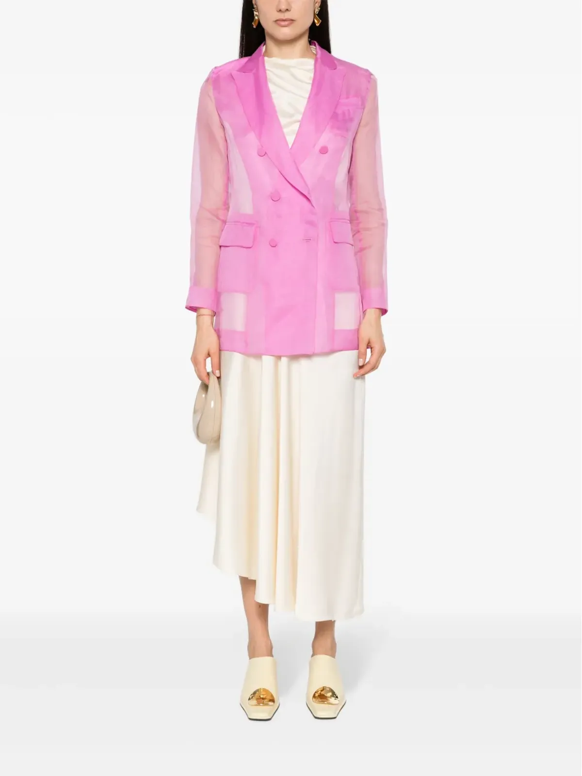 Max Mara ネグラール シルク ダブルブレスト ブレザー - ピンク - 画像2