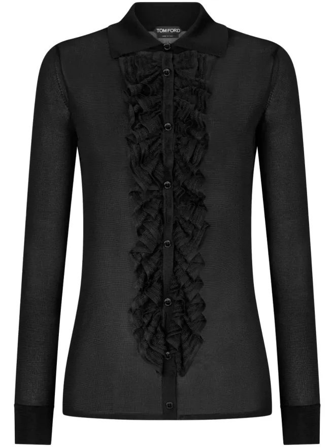 TOM FORD TOM FORD フリルパネル長袖シャツ ブラックの商品画像