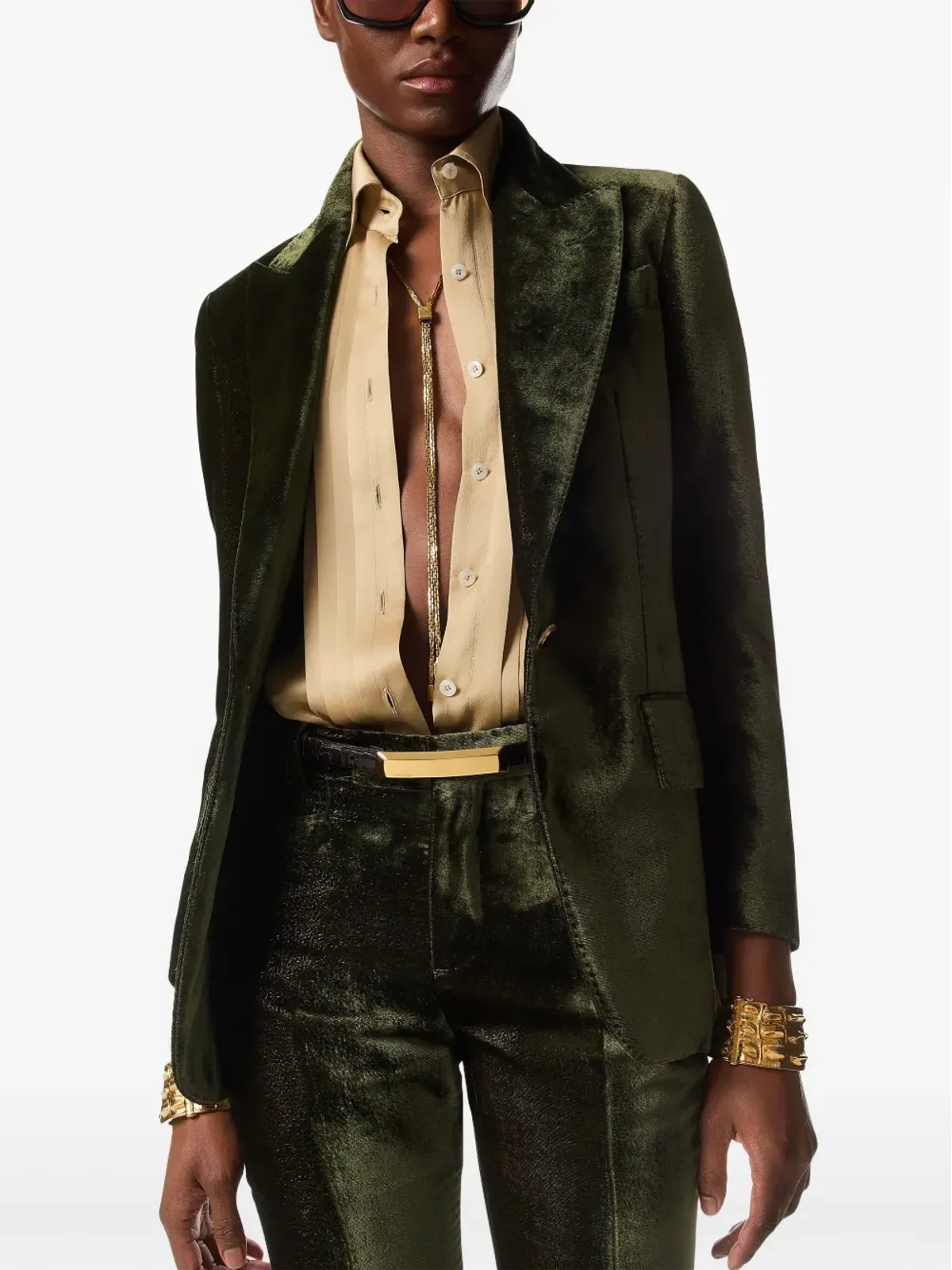 TOM FORD プリッセパネル・シルクシャツ ベージュ系 - 画像2