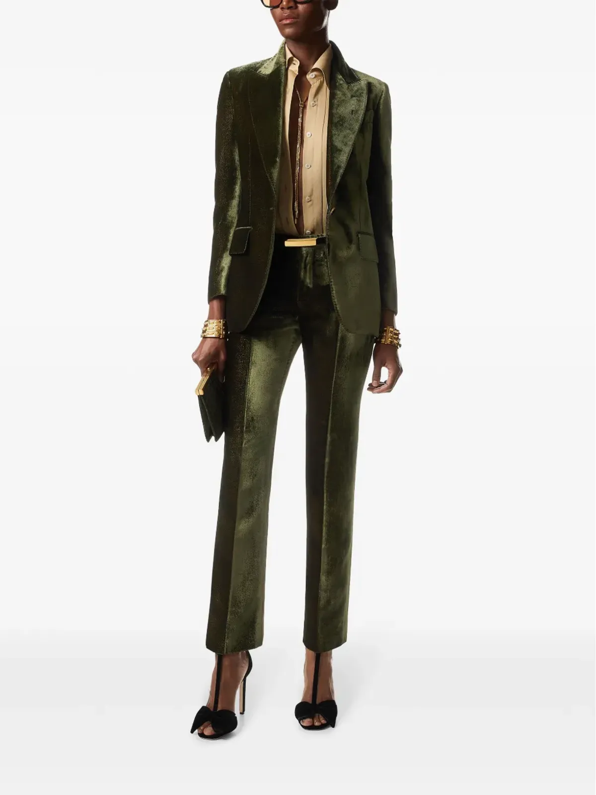 TOM FORD プリッセパネル・シルクシャツ ベージュ系 - 画像3