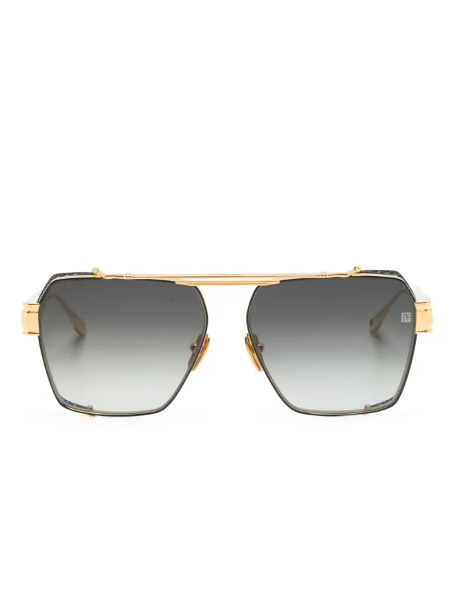 Balmain Eyewear Balmain Eyewear パイロットフレームサングラス - ゴールドの商品画像