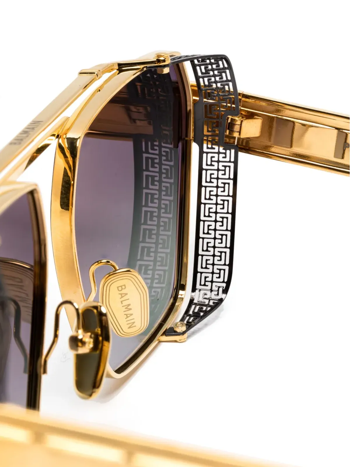 Balmain Eyewear パイロットフレームサングラス - ゴールド - 画像3