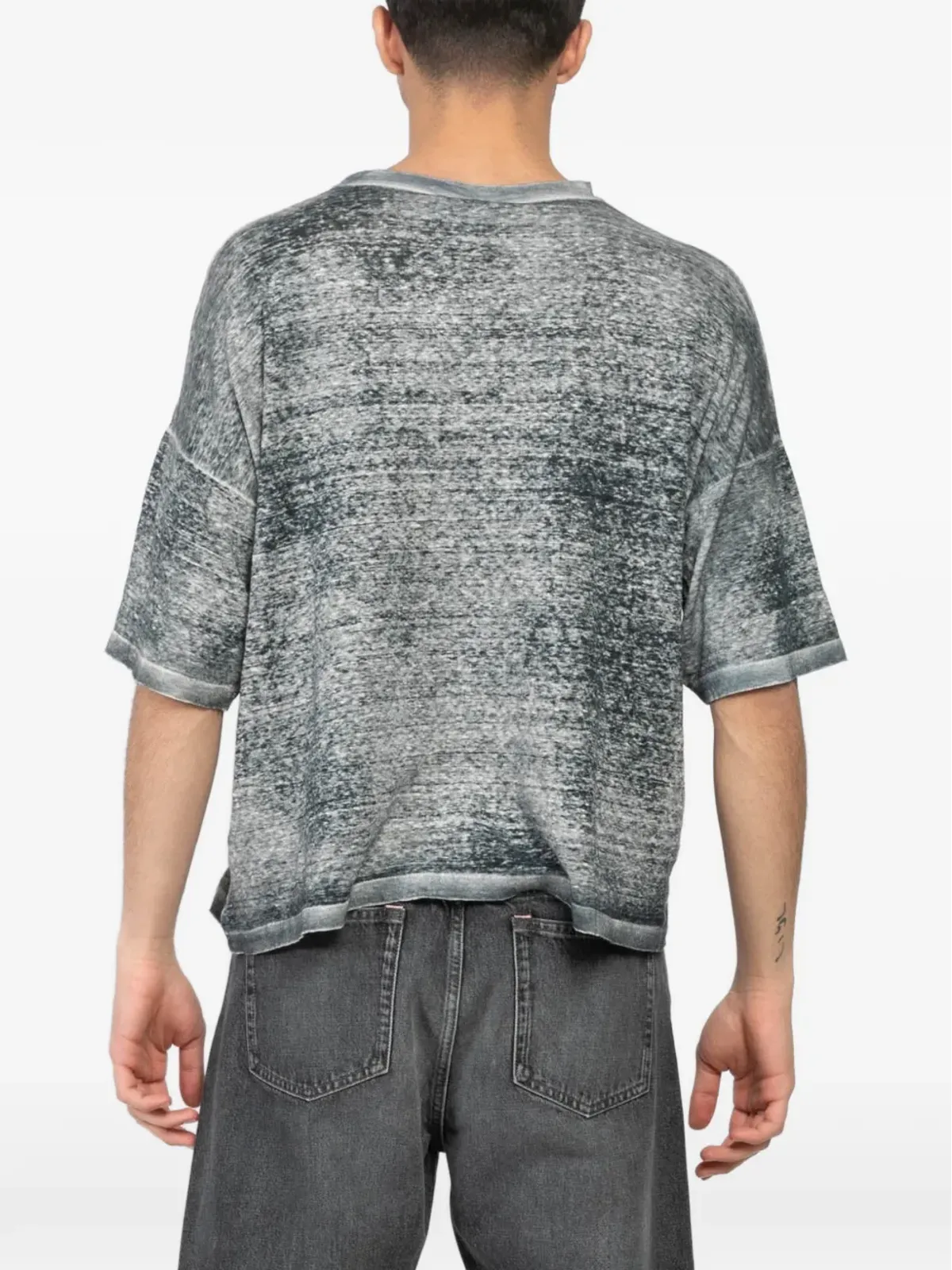 Avant Toi ディストレス加工Tシャツ - グレー - 画像4