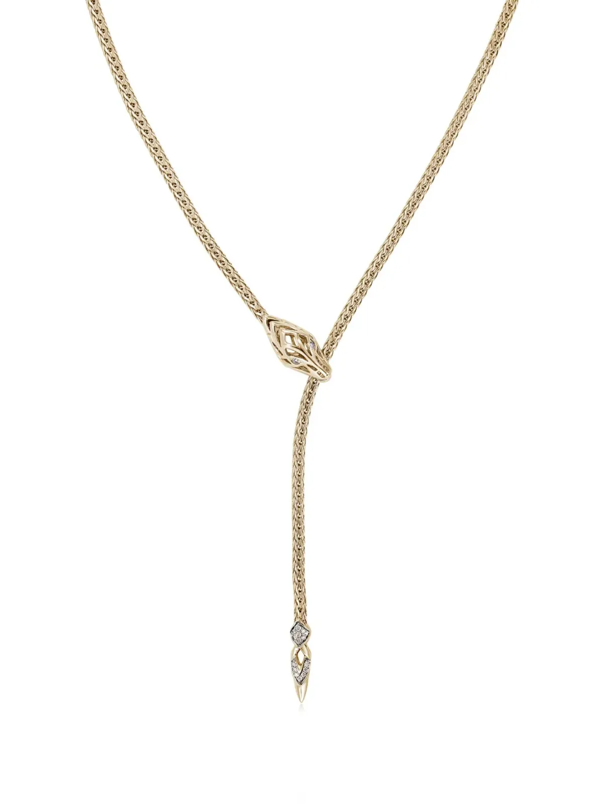 John Hardy 14K イエローゴールド Naga Lariat ホワイトダイヤモンド ネックレス - 画像1