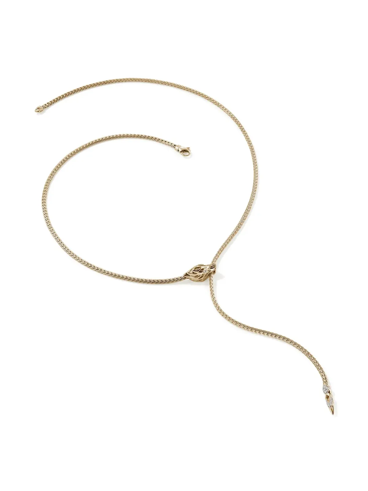 John Hardy 14K イエローゴールド Naga Lariat ホワイトダイヤモンド ネックレス - 画像5