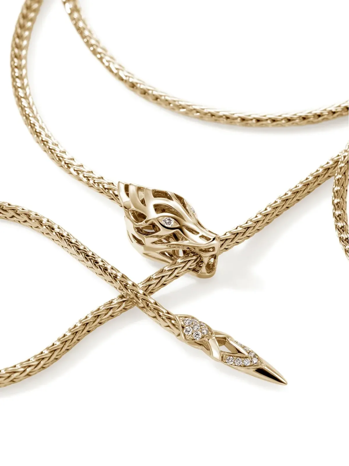 John Hardy 14K イエローゴールド Naga Lariat ホワイトダイヤモンド ネックレス - 画像4