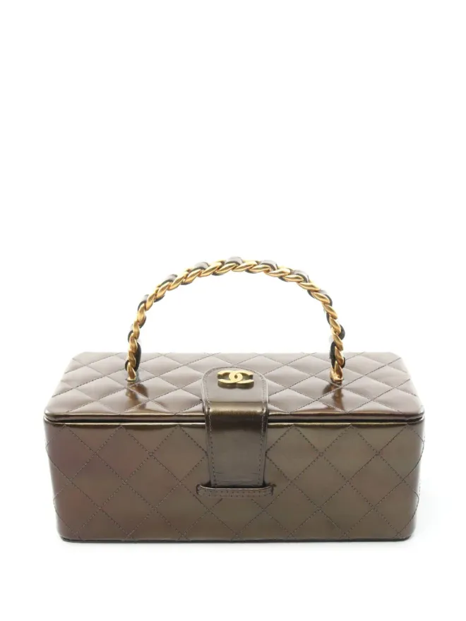 CHANEL Pre-Owned CHANEL ビンテージ CCダイヤモンドキルト ヴァニティハンドバッグ ブラウンの商品画像