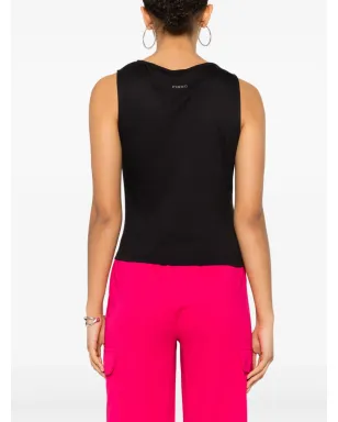 PINKO ギャザー入りノースリーブタンクトップ - ブラック - サムネイル4