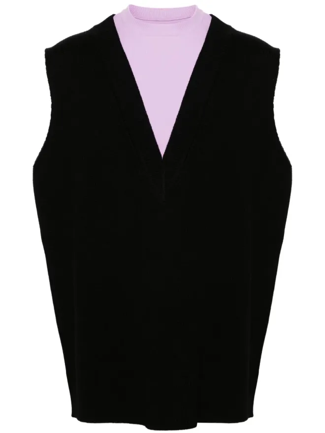 Jil Sander Jil Sander ツートーンレイヤード ニットベスト - ブラックの商品画像