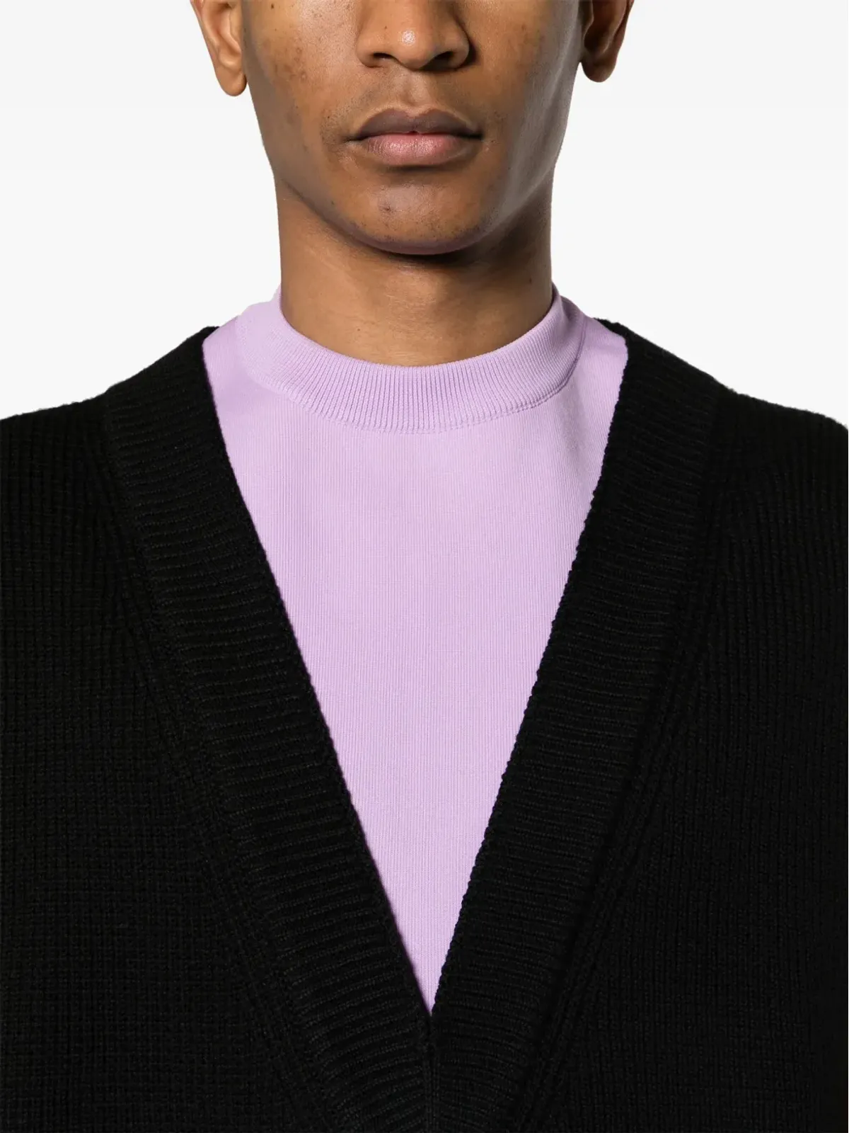 Jil Sander ツートーンレイヤード ニットベスト - ブラック - 画像5
