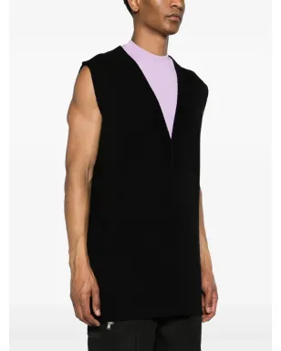 Jil Sander ツートーンレイヤード ニットベスト - ブラック - サムネイル3