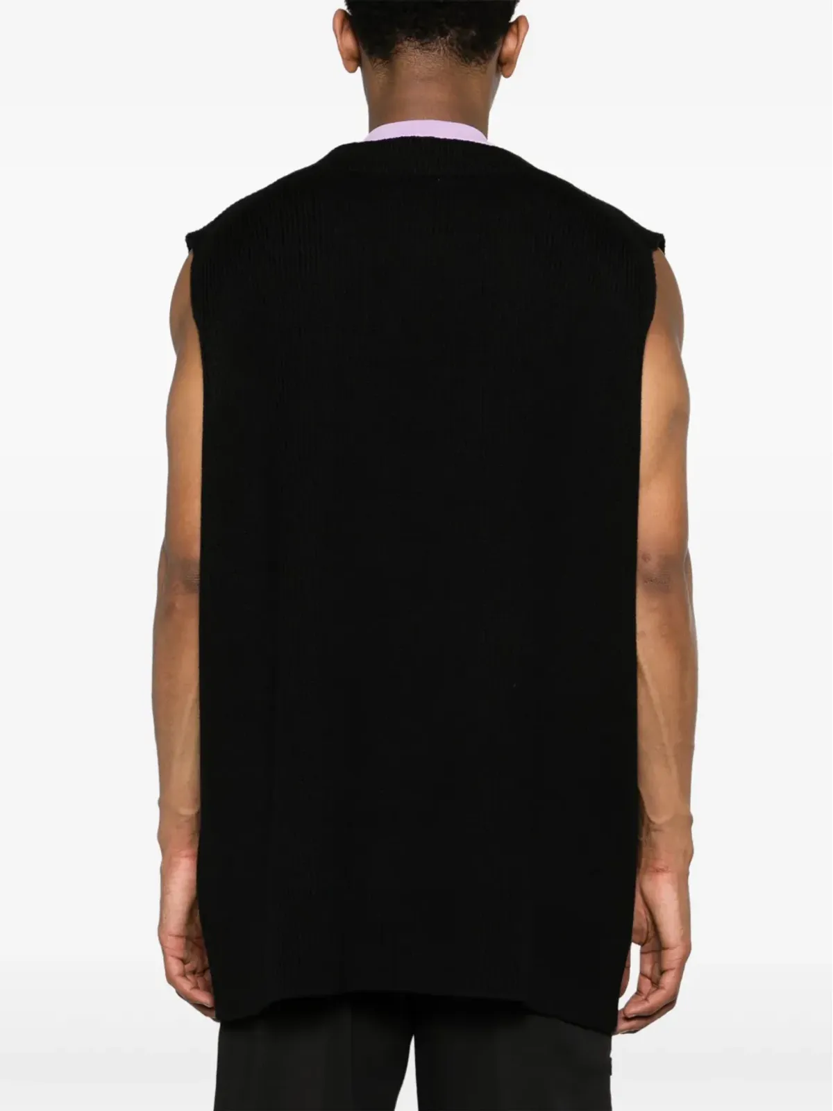 Jil Sander ツートーンレイヤード ニットベスト - ブラック - 画像4