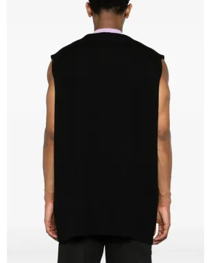 Jil Sander ツートーンレイヤード ニットベスト - ブラック - サムネイル4