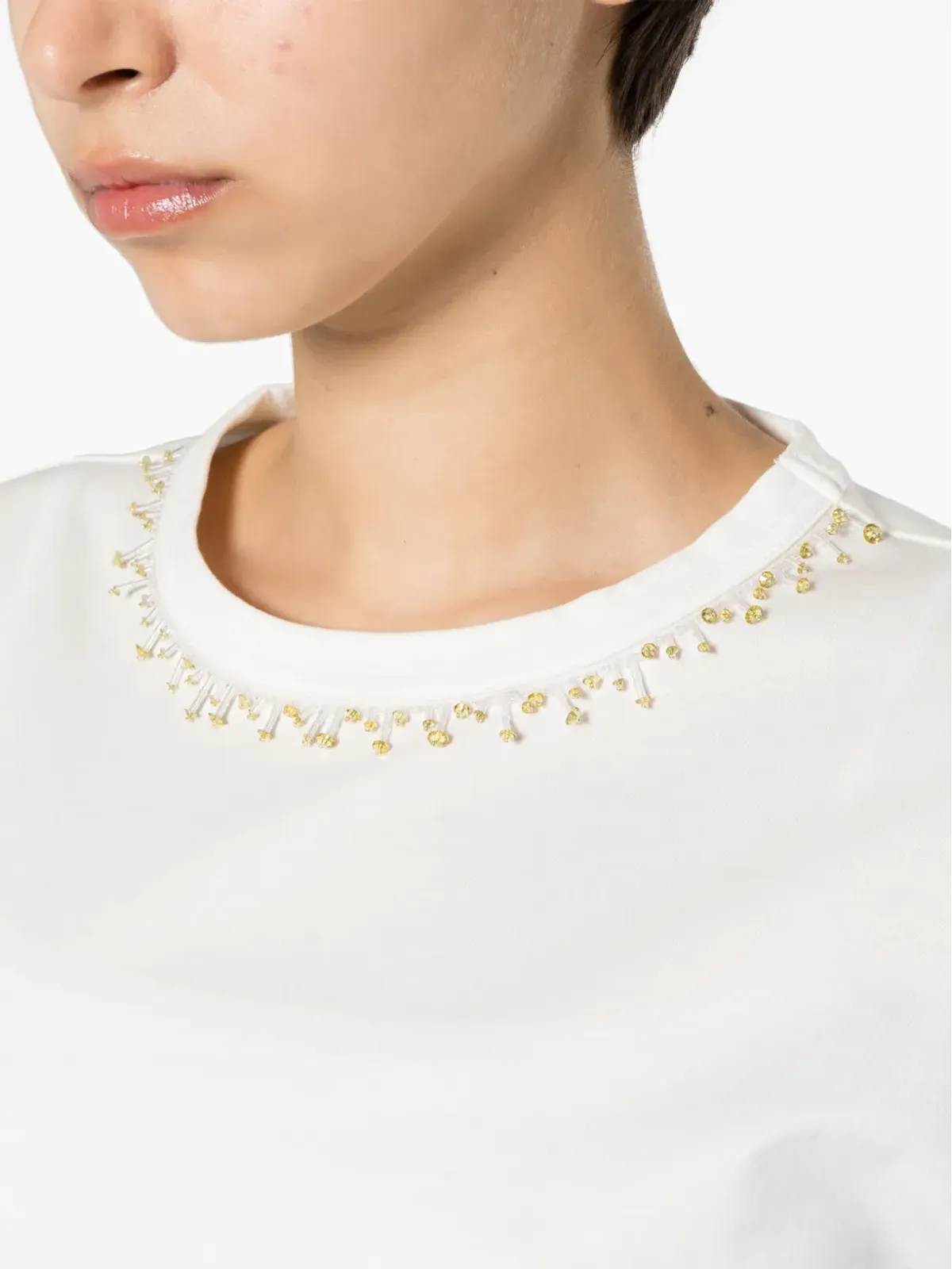Fabiana Filippi ビーズ装飾Tシャツ - ホワイト - 画像5