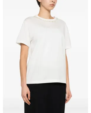 Fabiana Filippi ビーズ装飾Tシャツ - ホワイト - サムネイル3