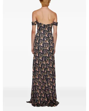 ETRO オフショルダーペイズリープリント マキシドレス ブラック - サムネイル4