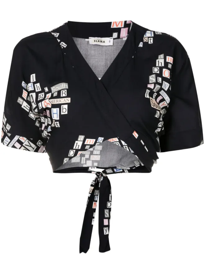 Amir Slama Amir Slama グラフィックプリント クロップドトップ ブラックの商品画像
