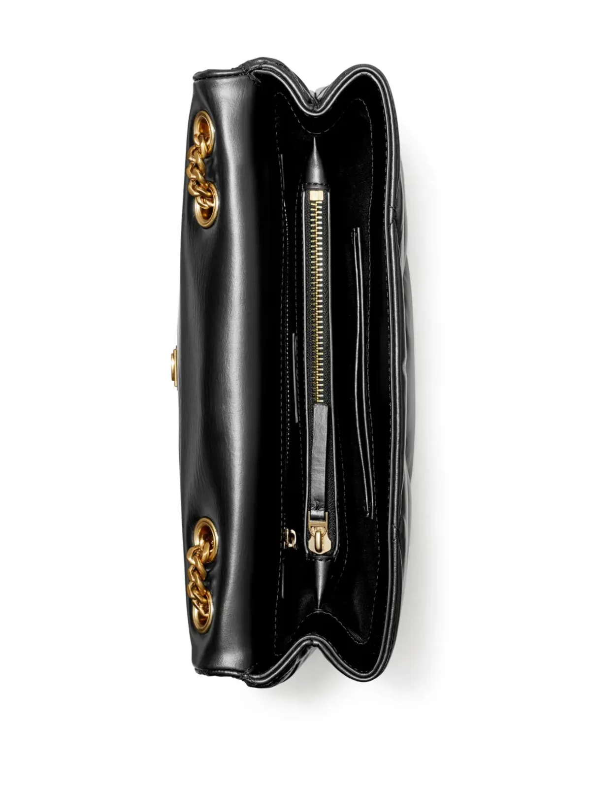 Tory Burch Kira ダイヤモンドキルト コンバーチブル ショルダーバッグ ブラック - 画像5