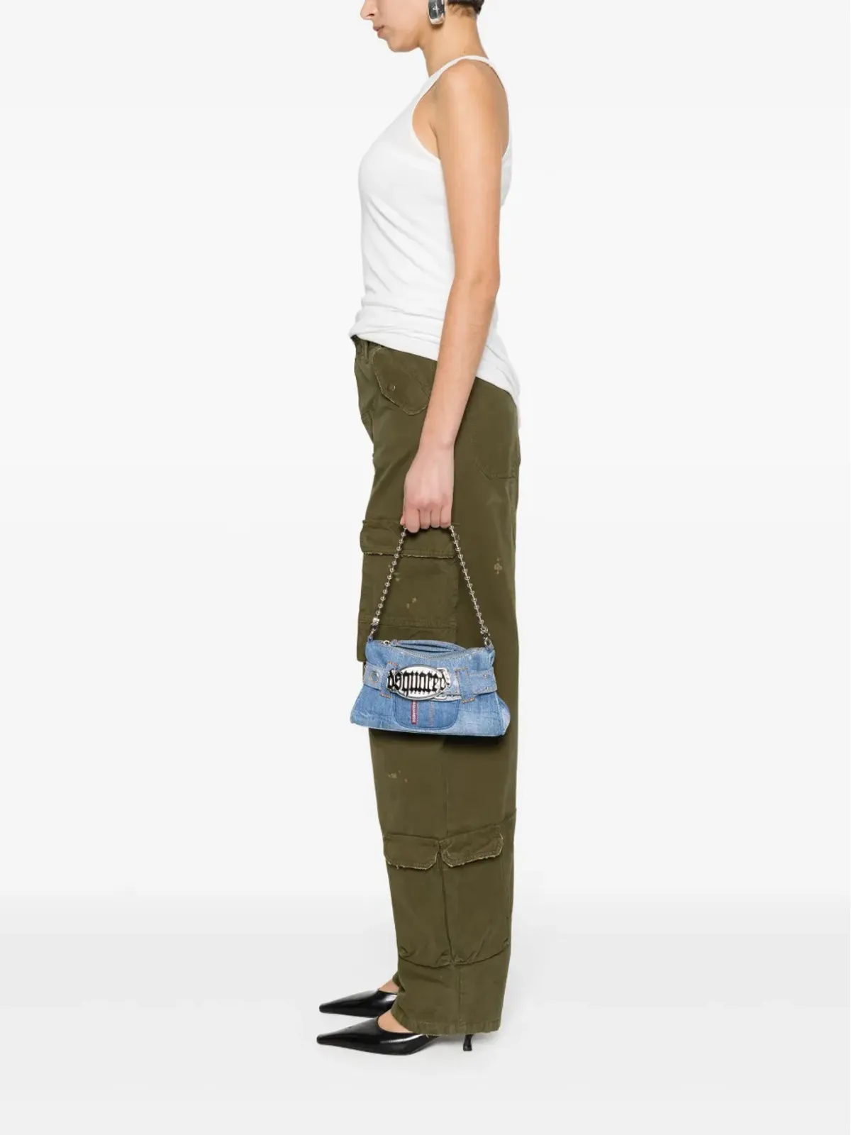 DSQUARED2 ゴシックベルト デニム クラッチバッグ - ブルー - 画像2