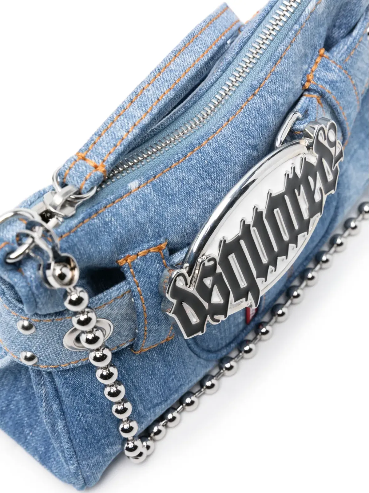 DSQUARED2 ゴシックベルト デニム クラッチバッグ - ブルー - 画像4