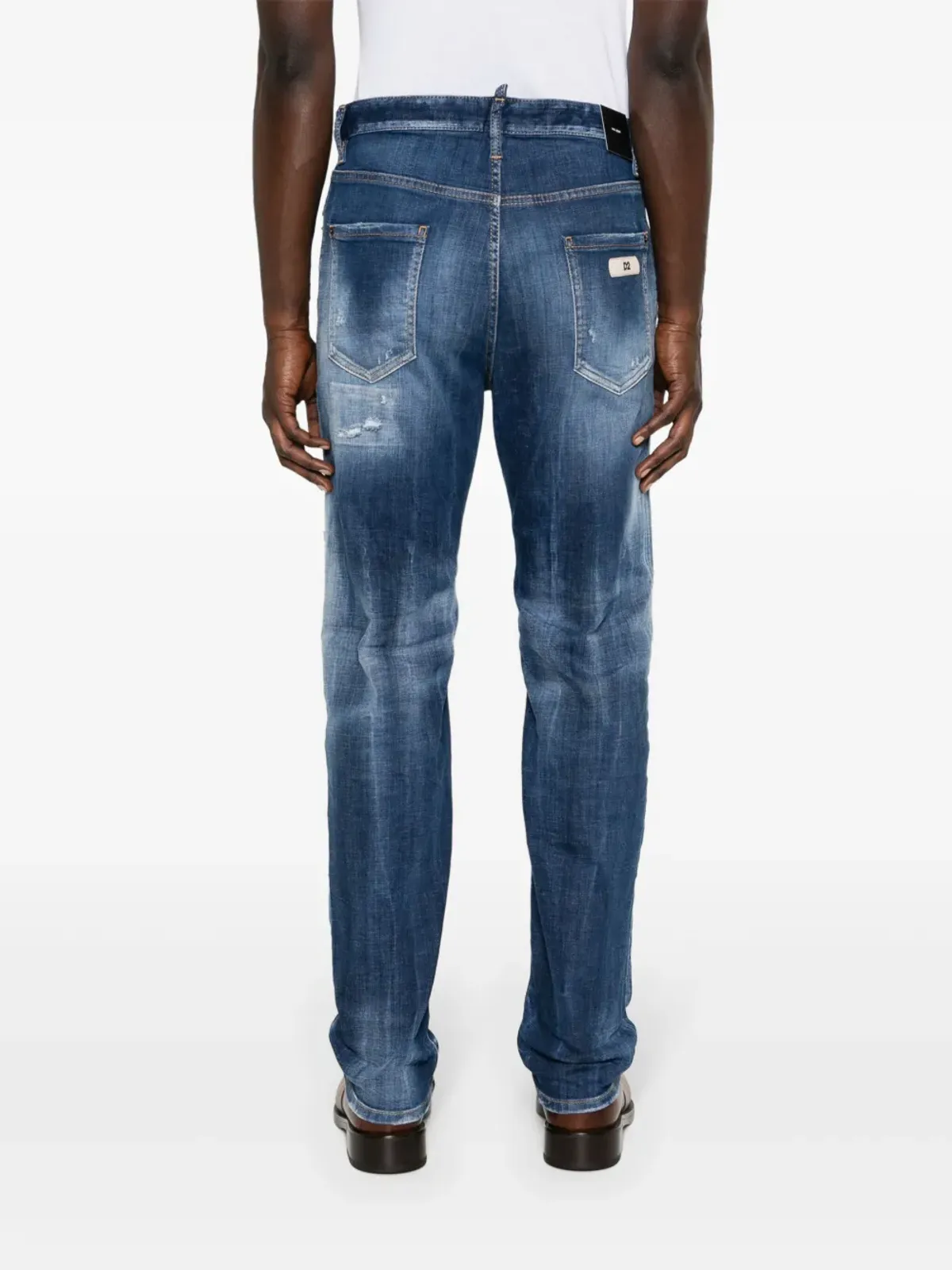 DSQUARED2 ダークリップド・キャストウォッシュ BROストレートジーンズ ブルー - 画像4