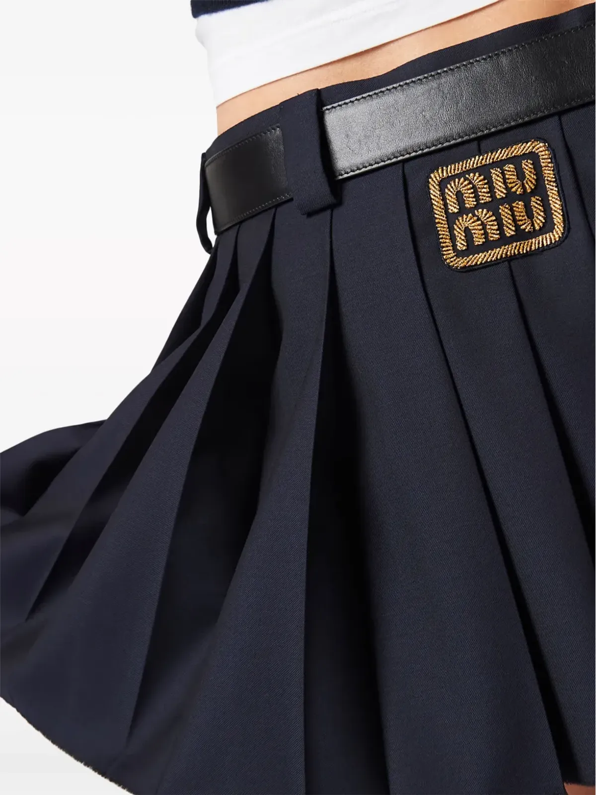 Miu Miu プリーツウールのミニスカート - 画像5