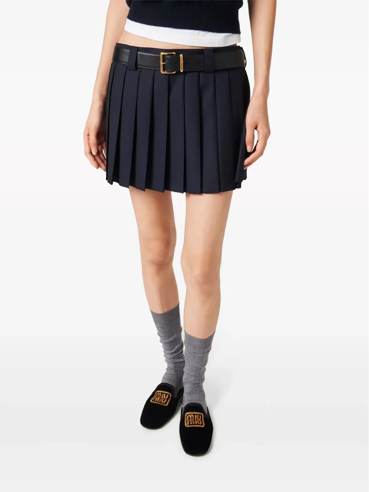 Miu Miu プリーツウールのミニスカート - 画像4