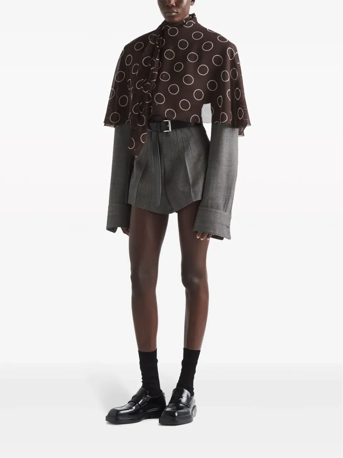 Prada ドットプリント ジョーゼット ケープ - 画像2