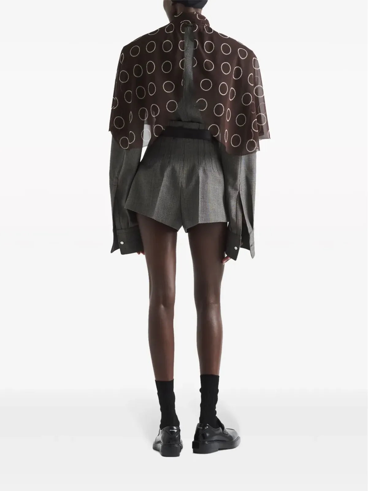Prada ドットプリント ジョーゼット ケープ - 画像3