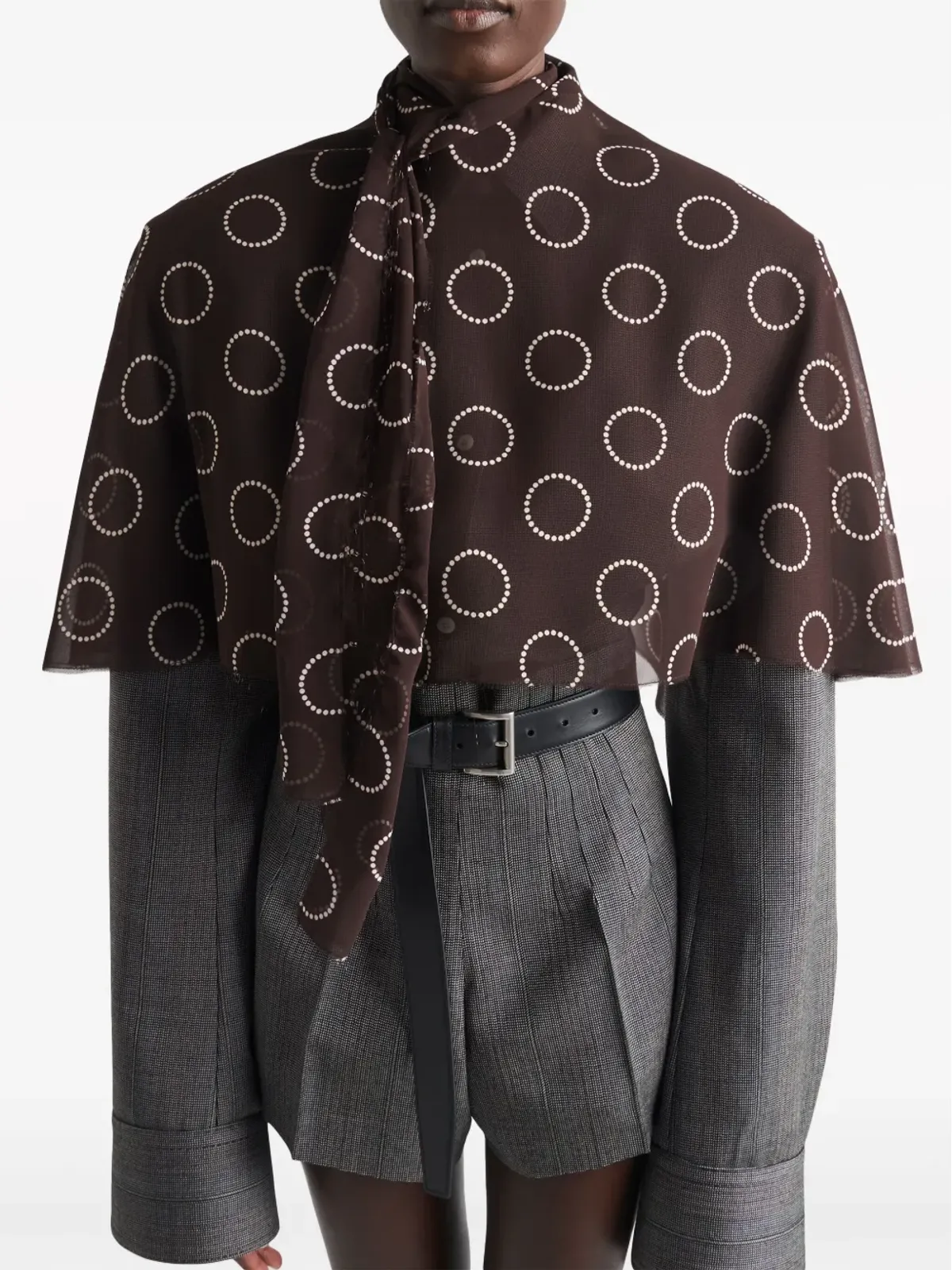 Prada ドットプリント ジョーゼット ケープ - 画像4