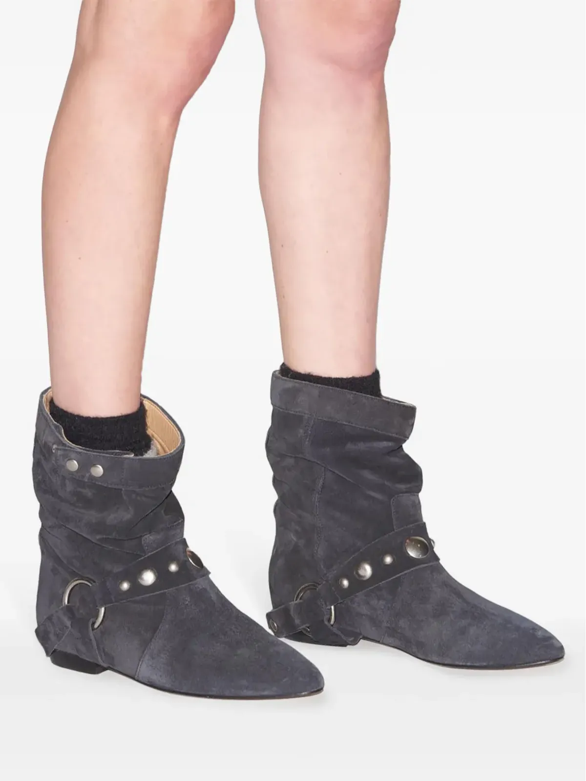 ISABEL MARANT Stania スタッズ付きスエードブーツ - ブラック - 画像5