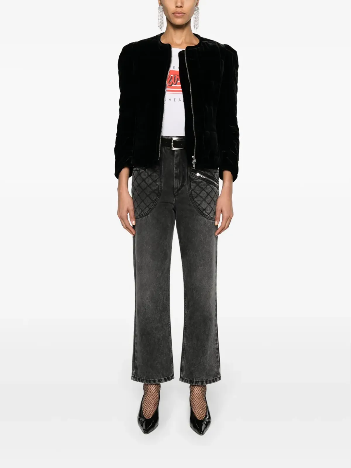 ISABEL MARANT Djanet キルテッドベルベット ジャケット - ブラック - 画像2